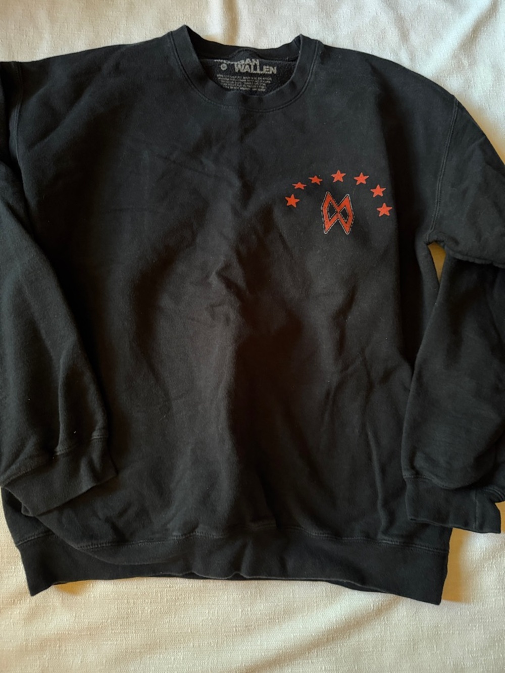 Wallen Black Crewneck Sweatshirt with Red Star Logo